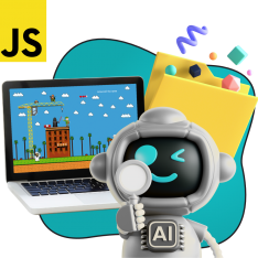 Язык программирования JavaScript + AI. Проектное обучение + геймификация + AI-помощники - КИБЕРшкола программирования для детей, компьютерные курсы для школьников, начинающих и подростков - KIBERone г. Бор